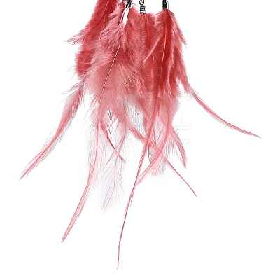 Iron Woven Web/Net with Feather Pendant Decorations LS-AJEW-P097-11-1