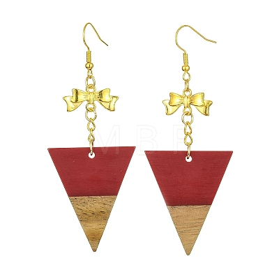 Resin & Walnut Wood Dangle Earrings EJEW-JE05507-1