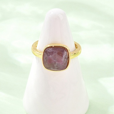 Natural Amethyst Finger Rings with Brass Findings G-H353-04G-04-1