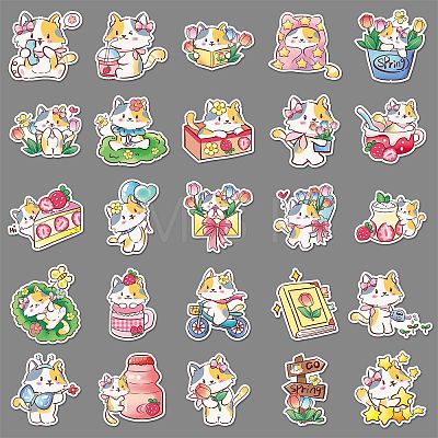 50Pcs Cat PET Waterproof Stickers PW-WG320BA-01-1