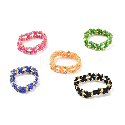 5 Colors Glass Finger Rings RJEW-MZ00035-1