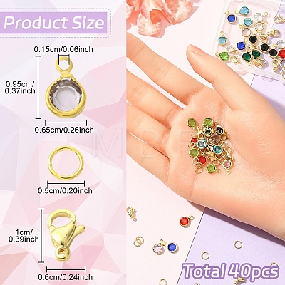 40Pcs 304 Stainless Steel Glass Charms STAS-YW0002-99-1