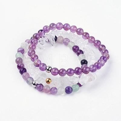 Natural Mixed Gemstone Stretch Bracelets BJEW-JB03365-05-1