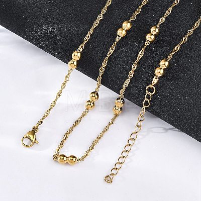 304 Stainless Steel Double Round Rope Chain Necklaces NJEW-C073-03G-1