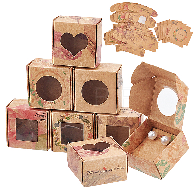   48Pcs 6 Style Square Foldable Creative Kraft Paper Gift Boxes CON-PH0002-67-1