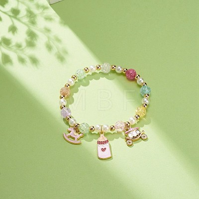 Colorful Alloy Enamel Cute Charms Bracelet BJEW-JB08661-05-1