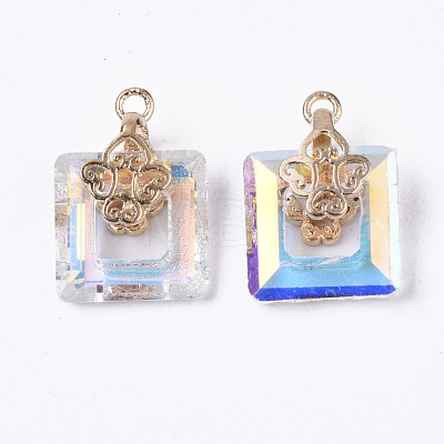 Electroplate Glass Charms EGLA-N005-002C-1