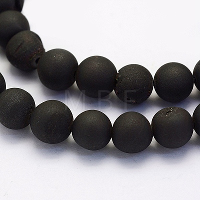 Electroplate Natural Druzy Agate Beads Strands G-G708-12mm-09-1