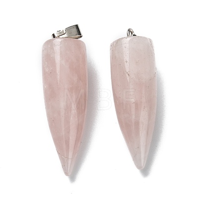 Natural Rose Quartz Pointed Pendants G-D040-01P-B09-1