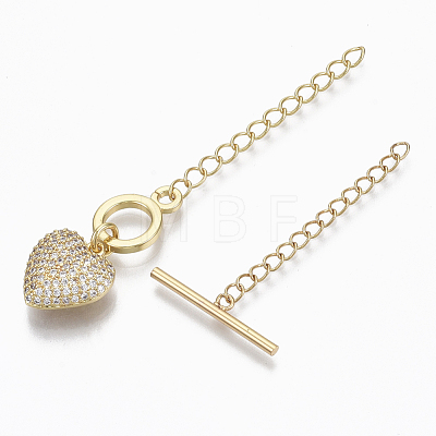 Brass Micro Pave Clear Cubic Zirconia Chain Extender KK-T059-02G-NF-1