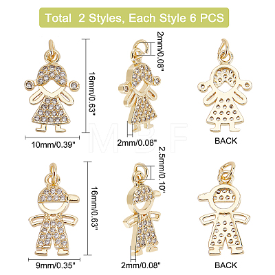 12Pcs 2 Style Brass Pendants KK-DC0001-86-1