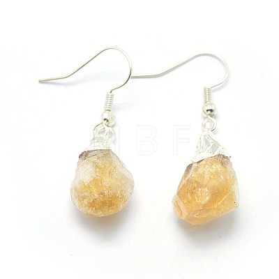 Natural Citrine Dangle Earring EJEW-F173-D02-S-1