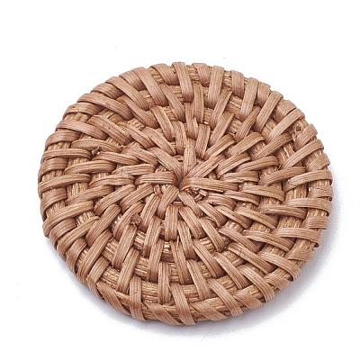 Handmade Reed Cane/Rattan Woven Beads WOVE-Q075-04-1