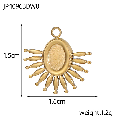 304 Stainless Steel Pendant Cabochon Settings STAS-OY009-07G-1