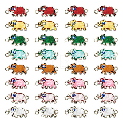 48Pcs 8 Colors Alloy Enamel Elephant Connector Charms ENAM-TA0001-80P-1