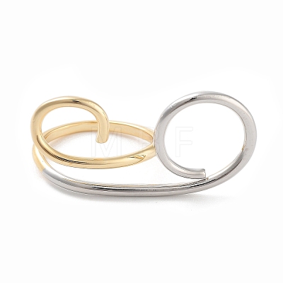 Brass Open Cuff Ring for Women RJEW-C102-10GP-1