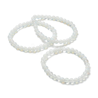 Opalite Beaded Stretch Bracelets BJEW-A117-B-07-1