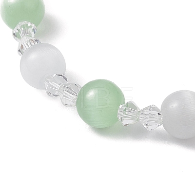 4Pcs 4 Colors Cat Eye & Imitation Austrian Crystal Beads Stretch Bracelets for Women BJEW-TA00695-1