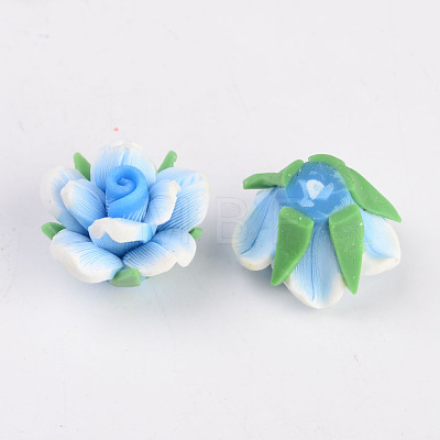 Mixed Handmade Polymer Clay Flower Beads X-CLAY-Q191-M06-1