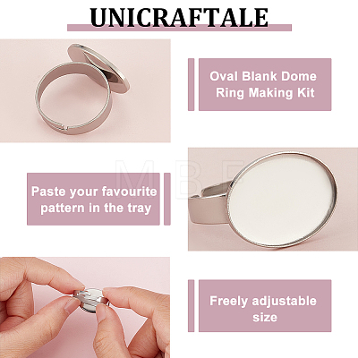 Unicraftale DIY Oval Blank Dome Ring Making Kit DIY-UN0050-25-1