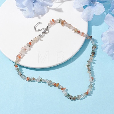 Natural Rutilated Quartz Chip Beaded Necklace NJEW-JN04615-10-1