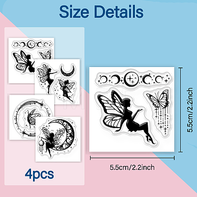 4Pcs 4 Styles PVC Stamp DIY-WH0487-0032-1