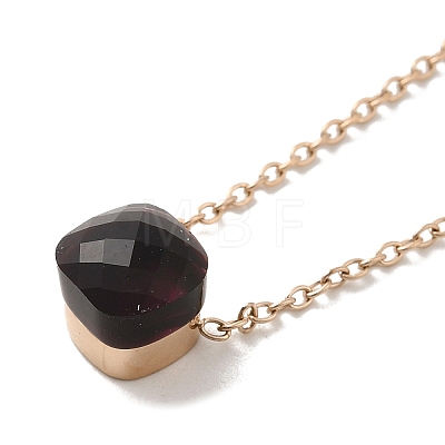 Glass Square Pendant Necklace with 304 Stainless Steel Cable Chains NJEW-K255-04KCG-1
