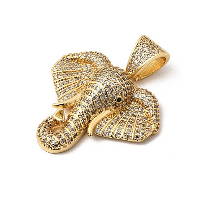 Brass Micro Pave Clear Cubic Zirconia Pendants KK-H267-060B-G-1