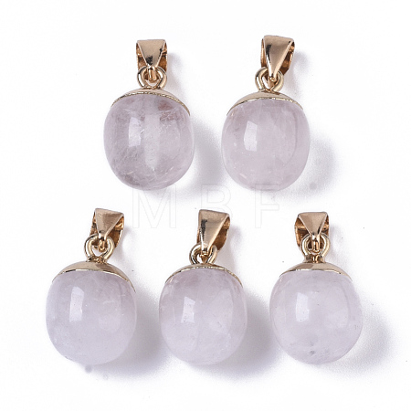 Top Golden Plated Natural Quartz Crystal Pendants G-T131-03O-1