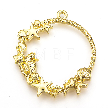 Rack Plating Alloy Open Back Bezel Pendants X-PALLOY-Q351-32G-FF-1