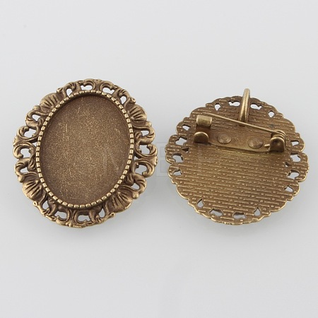Vintage Alloy Brooch Cabochon Bezel Settings X-PALLOY-O038-30AB-NF-1