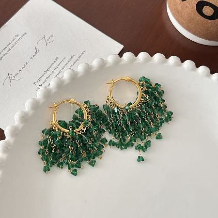 Brass Glass Bead Tassel Chandelier Earrings FS-WGEADFA-02-1