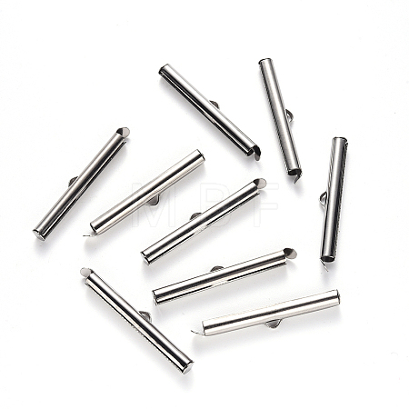Tarnish Resistant 304 Stainless Steel Slide On End Clasp Tubes X-STAS-S115-01J-P-1