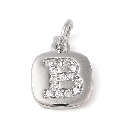 Rack Plating Brass Micro Pave CLear Cubic Zirconia Charms KK-E110-14P-B-1