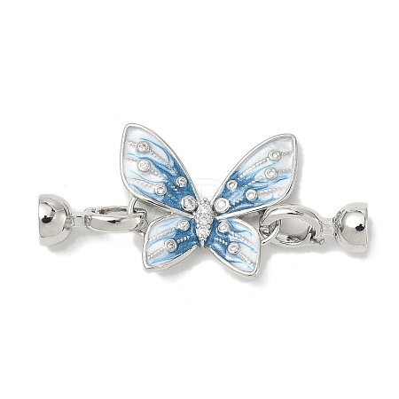 Butterfly Brass Micro Pave Clear Cubic Zirconia Fold Over Clasps KK-U059-44P-1