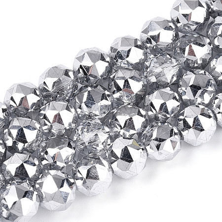 Electroplate Transparent Glass Round Beads Strands EGLA-T029-8mm-12T-04-1