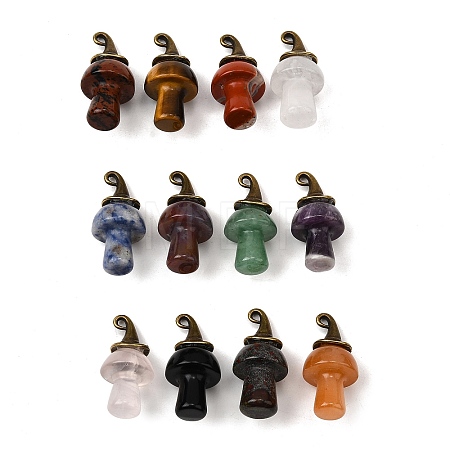 Natural Mixed Gemstone Mushroom Pendants G-D311-02AB-1