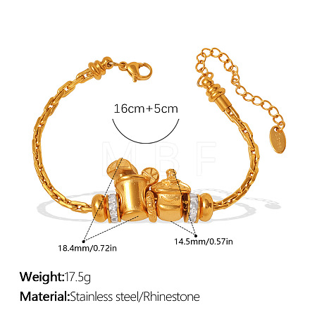 304 Stainless Steel & Cubic Zirconia Link Bracelets WG7FB07-03-1
