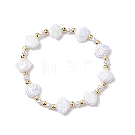 Shell Shape Plastic Stretch Bracelets BJEW-JB10342-01-1