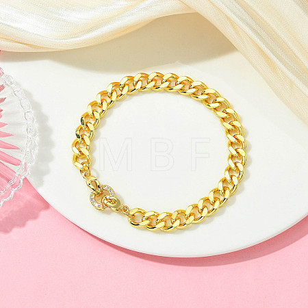 Brass Micro Pave Clear Cubic Zirconia Link Bracelets BJEW-JB13735-1