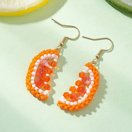 304 Stainless Steel Orange Dangle Earrings EJEW-MZ00653-1