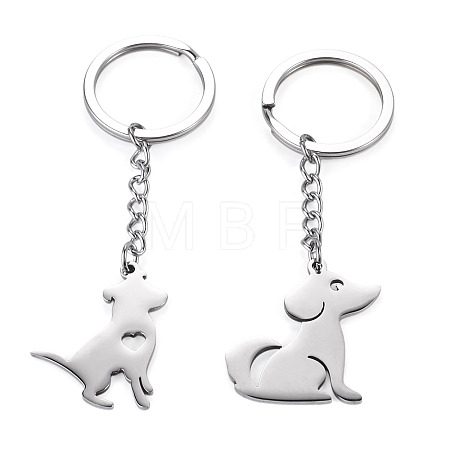 2Pcs 2 Styles 201 Stainless Steel Keychains KEYC-TAD0001-15A-1