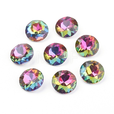 Pointed Back & Back Plated Glass Rhinestone Cabochons RGLA-J012-8mm-001VO-1