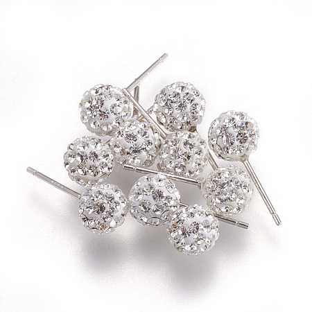 Sexy Valentines Day Gifts for Her 925 Sterling Silver Austrian Crystal Rhinestone Ball Stud Earrings Q286J011-1
