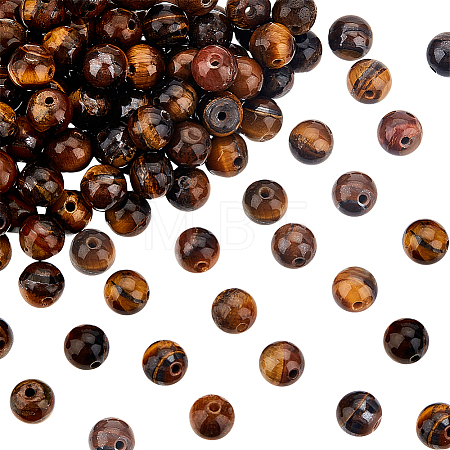 Grade AB Natural Tiger Eye Round Beads Strands G-OC0001-78A-1