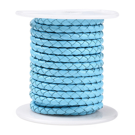 Braided Cowhide Leather Cord NWIR-N005-01N-4mm-1