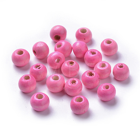 Dyed Natural Wood Beads WOOD-Q006-8mm-07-LF-1