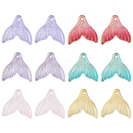 24Pcs 6 Colors Transparent Spray Painted Glass Pendants GLAA-FS0001-90-1