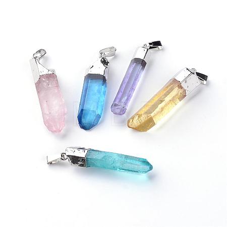 Natural Quartz Pointed Pendants G-Q481-68-1