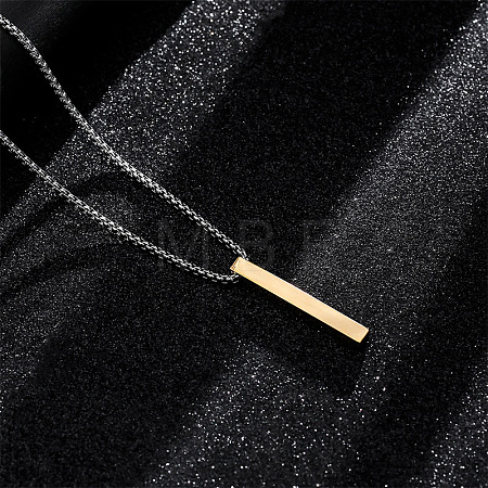 Cuboid 201 Stainless Steel Pendant Necklaces for Men FS-WGBE4EC-02-1